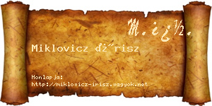 Miklovicz Írisz névjegykártya